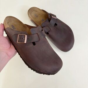 Birkenstock Oiled Leather Boston Clog Men’s Size 11-11.5 Dark Brown